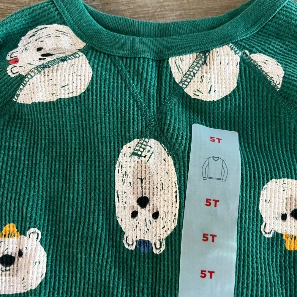 NEW Old Navy Boys 5T Long Sleeve Shirt Bundle Polar Bear Waffle Henley Dinosaur